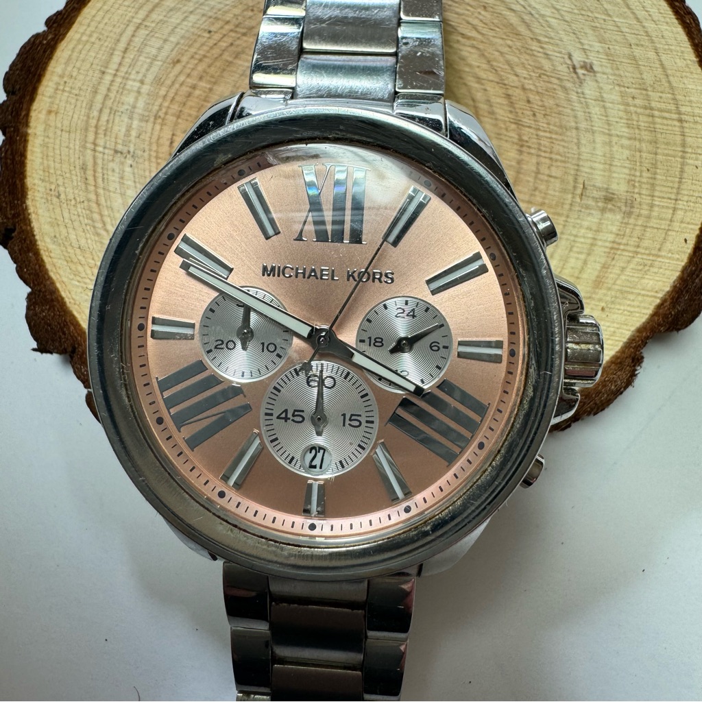 Michael Kors Wren Chronograph Rose Dial Stainless Steel Watch